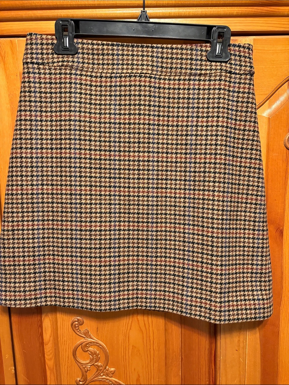 J. Crew Brown Multi Houndstooth A-Line Skirt